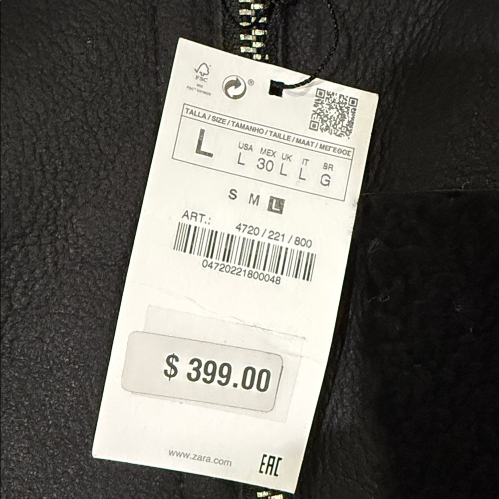 Zara Real Sheep Leather Black Faux Shearling Aviator Jacket - Picture 3 of 11